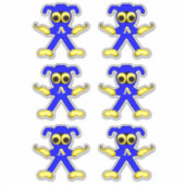 Blue Doodle Man Cute Cartoon Super Hero Sticker (Voorkant)
