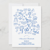 Blue Doodle Tropical Bachelorette Kaart (Voorkant)