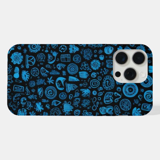 Blue Doodles iphone 15 pro max coque (Verso Horizontal)