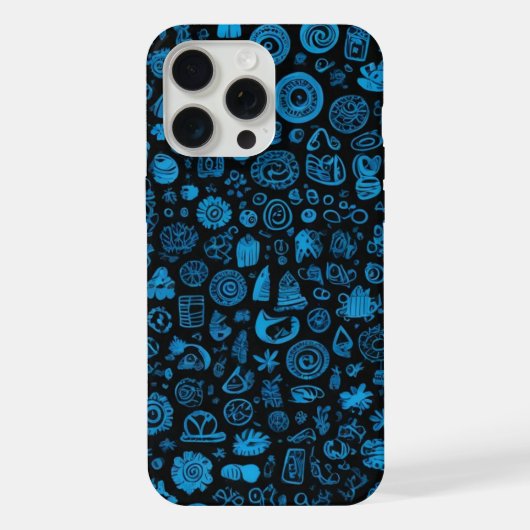 Blue Doodles iphone 15 pro max coque (Verso)