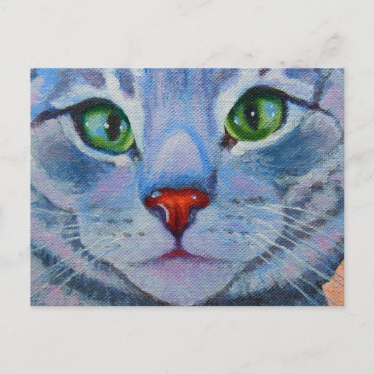 Blue Dora, Grey Tabby Cat Briefkaart (Voorkant)
