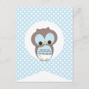 Blue Dot Baby Owl Party Flag Bunting Banner Briefkaart