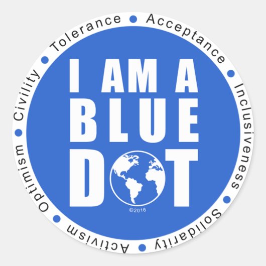 Blue Dot Global Ronde Sticker (Voorkant)