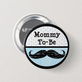 Blue Dot & Mustache Mama om Baby shower Button te  (Voorkant /achterkant)