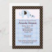 Blue Dottie Elephant 5x7 Baby shower Invitation (Devant / Derrière)