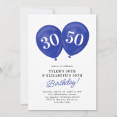 Blue Double Celebration Gezamenlijk Verjaardagsfee Kaart (Voorkant)