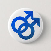 Blue Double Male Symbol Ronde Button 5,7 Cm (Voorkant)