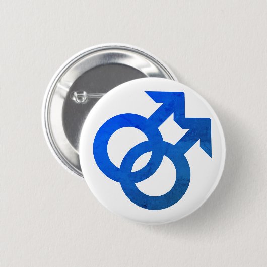 Blue Double Male Symbol Ronde Button 5,7 Cm (Voorkant /achterkant)