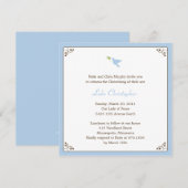 Blue Dove Baptism/Christening Invitation Kaart (Voorkant / Achterkant)