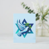 Blue Dove en Star of David Peace Briefkaart (Staand voorkant)