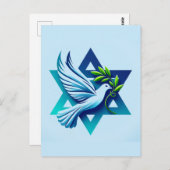 Blue Dove en Star of David Peace Briefkaart (Voorkant / Achterkant)