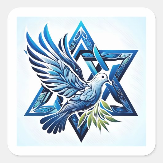 Blue Dove en Star of David Peace Vierkante Sticker (Voorkant)
