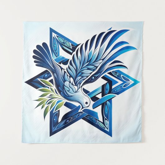 Blue Dove en Star of David Peace Wandkleed (Voorkant (horizontaal))