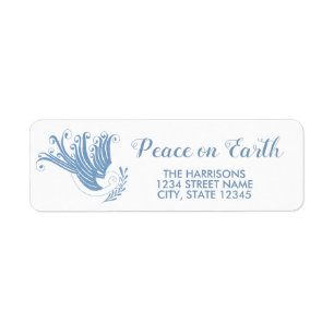 Blue Dove Peace on Earth Return Address Etiket