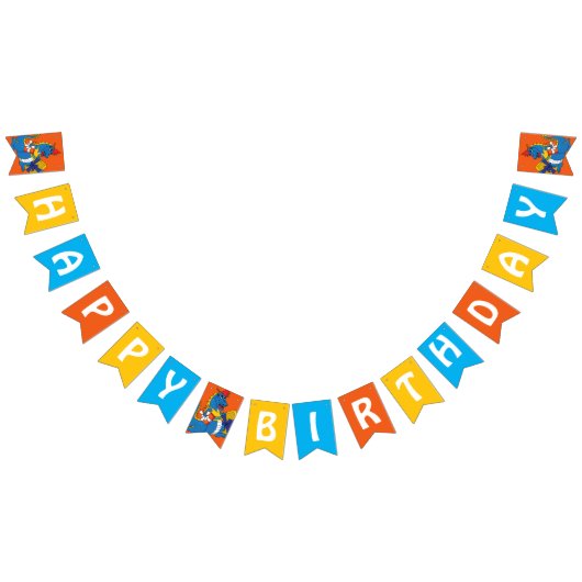 Blue Dragon Birthday Bunting Flag Vlaggetjes (Alle)