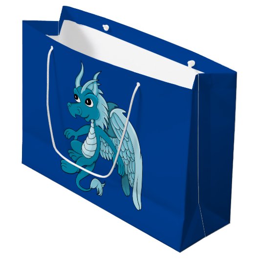 Blue Dragon Cartoon Groot Cadeauzakje (Voorkant Gekanteld)