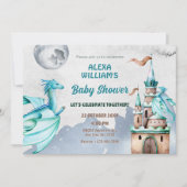 Blue Dragon Castle waterverf baby shower Kaart (Voorkant)