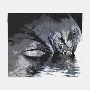 Blue Dragon en Moon Illustration Fleece Blanket Deken
