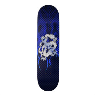 Blue Dragon in Chrome Carbon racing vlammen Skateboard