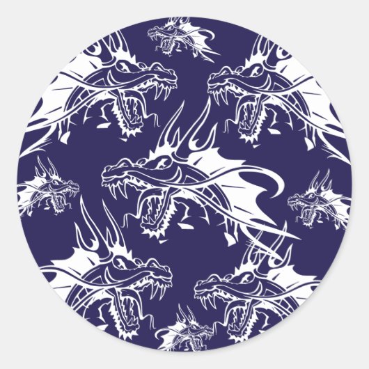 Blue Dragon Mythische Creature Fantasy Design Ronde Sticker (Voorkant)