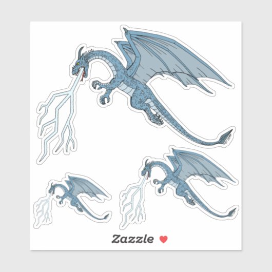 Blue Dragon Spitting Lightning Sticker (Vel)