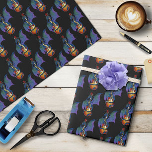 Blue Dragon Sunburst gitaarmuziek Cadeaupapier