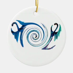 Blue Dragon Swirls Fantasy Animal Keramisch Ornament