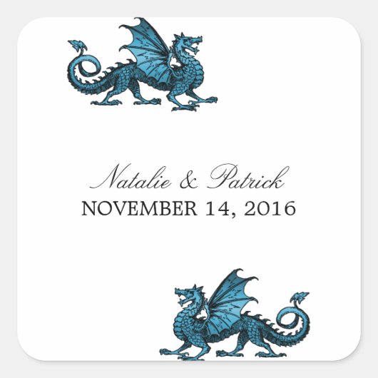 Blue Dragon Wedding Stickers (Voorkant)