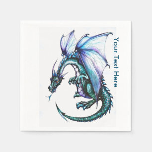 Blue Dragon White Cocktail Paper Napkins Servetten