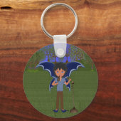 Blue Dragon Winged Musical Boy Faerie Sleutelhanger (Voorkant)