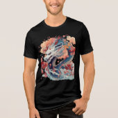 Blue Dragon with Blossoms and Clouds Tri-Blend Shirt (Voorkant)