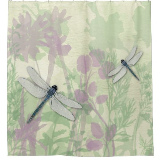 Blue Dragonflies Shower Curtain Douchegordijn (Voorkant)