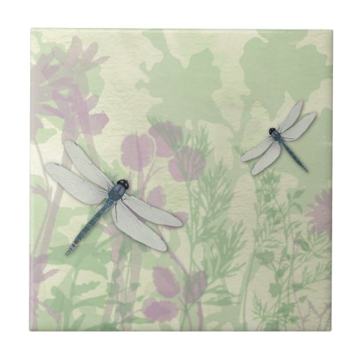 Blue Dragonflies Tile Tegeltje (Voorkant)