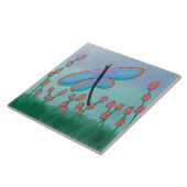 Blue Dragonfly Abstract digitaal schilderij Tegeltje (Zijkant)