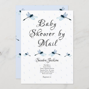Blue Dragonfly Boy Baby shower Kaart