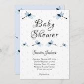 Blue Dragonfly Boy Baby shower Uitnodiging (Voorkant / Achterkant)