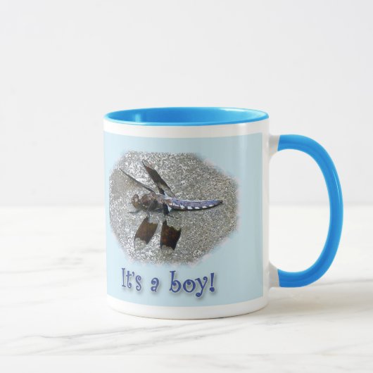 Blue Dragonfly C'est un garçon ! Nouveau bébé Mug (Droite)