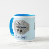 Blue Dragonfly C'est un garçon ! Nouveau bébé Mug (Devant gauche)