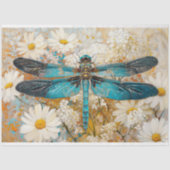 Blue Dragonfly  Daisy Botanische Decoupage Tissuepapier (Voorkant)