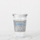 Blue Dragonfly Damask Acryl Drinkbeker (Voorkant)