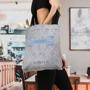 Blue Dragonfly Damask Draagtas