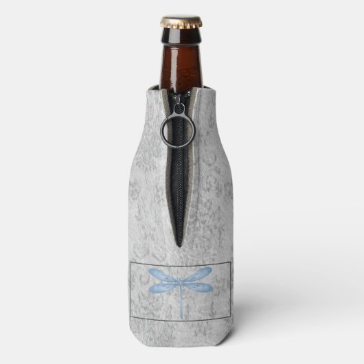 Blue Dragonfly Damask Flesjeskoeler (Fles Achterkant)