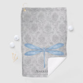 Blue Dragonfly Damask Golfhanddoek (Insitu)