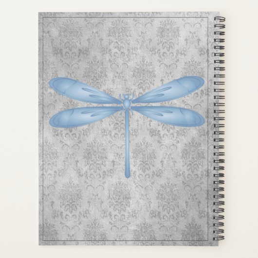 Blue Dragonfly Damask Planner (Achterkant)