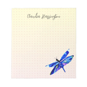 Blue Dragonfly gepersonaliseerde handgetekende pas Notitieblok