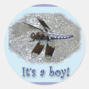 Blue Dragonfly Het is een jongen! Nieuwe babystick Ronde Sticker