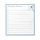 Blue Dragonfly in Flight Persoonlijke naam Notitieblok (Voorkant)