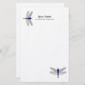 Blue Dragonfly Linen Stationery Briefpapier (Voorkant / Achterkant)