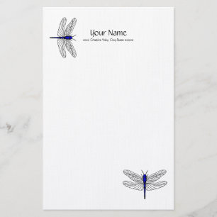 Blue Dragonfly Linen Stationery Briefpapier