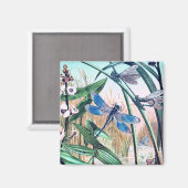 Blue Dragonfly op de afbeelding van de vijver Magneet (Voorkant / Achterkant)